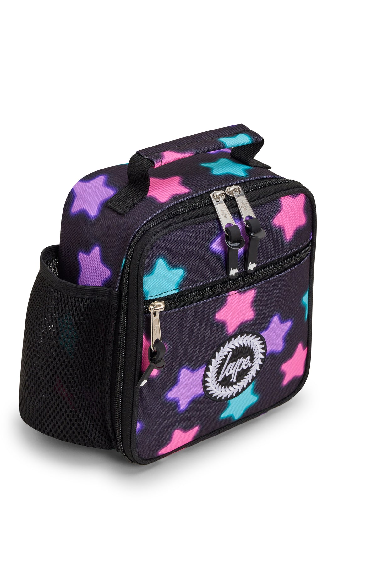 Hype Black Star Glow insulated lunch bag lifestyle shot — school-ready and on-trend