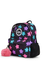 Hype Black Star Glow mini backpack front view — vibrant print and durable build