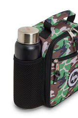 Hype Camo Crest insulated lunch bag lifestyle shot — school-ready and on-trend