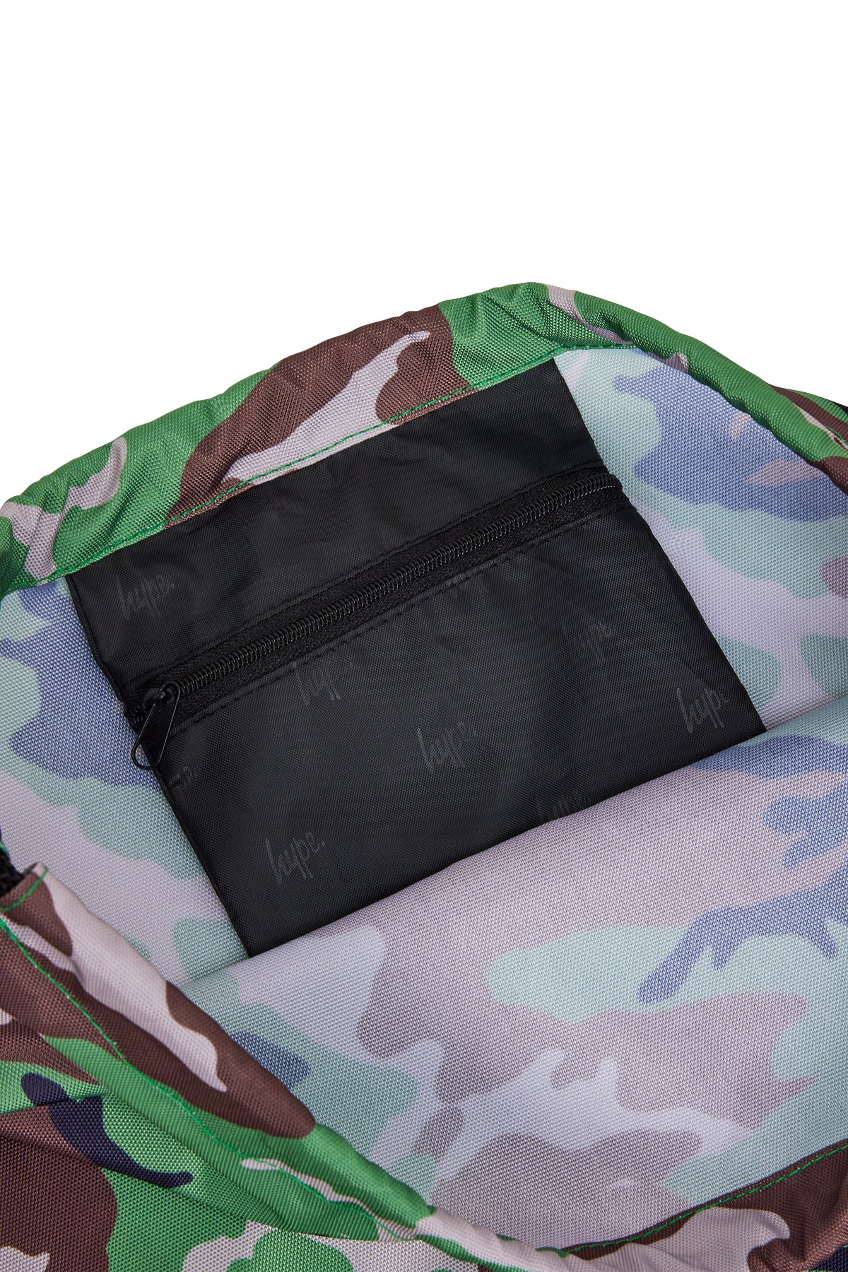 Hype Camo Crest drawstring bag — dimensions and size reference for school use