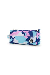 Hype Pink & Blue Evie Camo pencil case front view — vibrant print and durable build