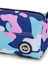 Hype Pink & Blue Evie Camo pencil case — bold colour and print from every angle