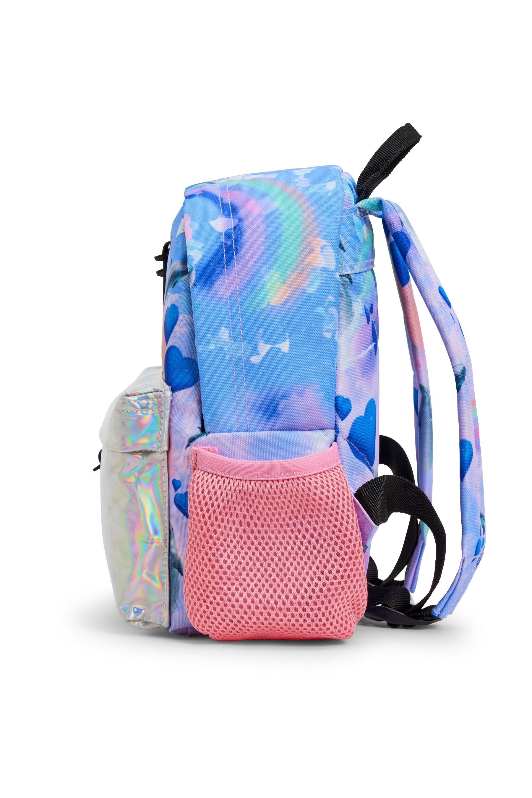 MULTI COLOURED HOLO RAINBOW DOLPHINS ICONIC MINI BACKPACK