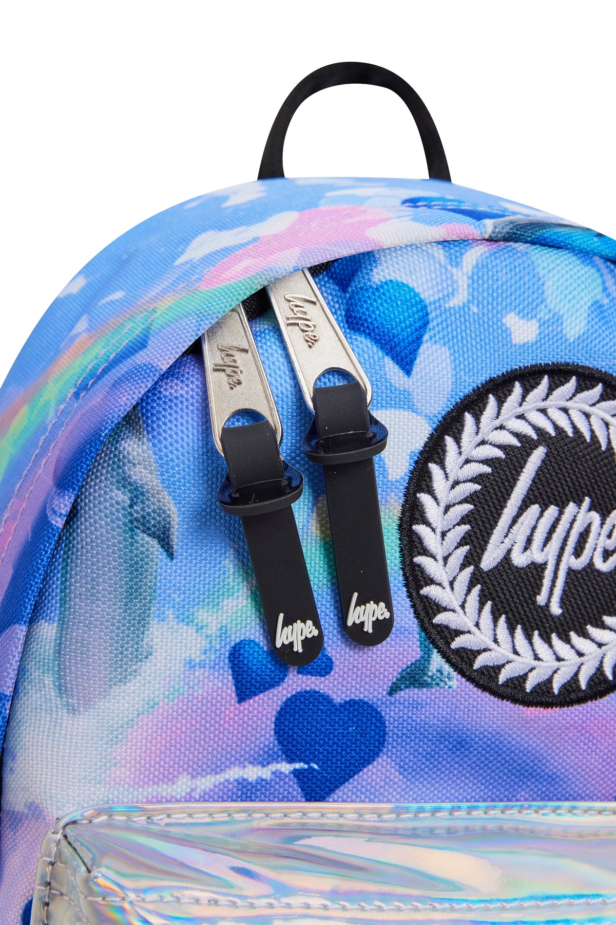 Hype Rainbow Dolphins mini backpack — bold colour and print from every angle