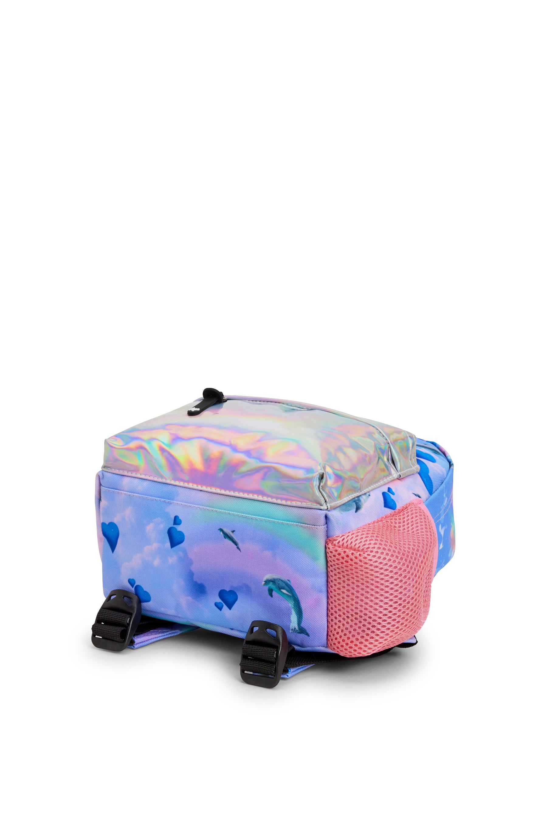 MULTI COLOURED HOLO RAINBOW DOLPHINS ICONIC MINI BACKPACK