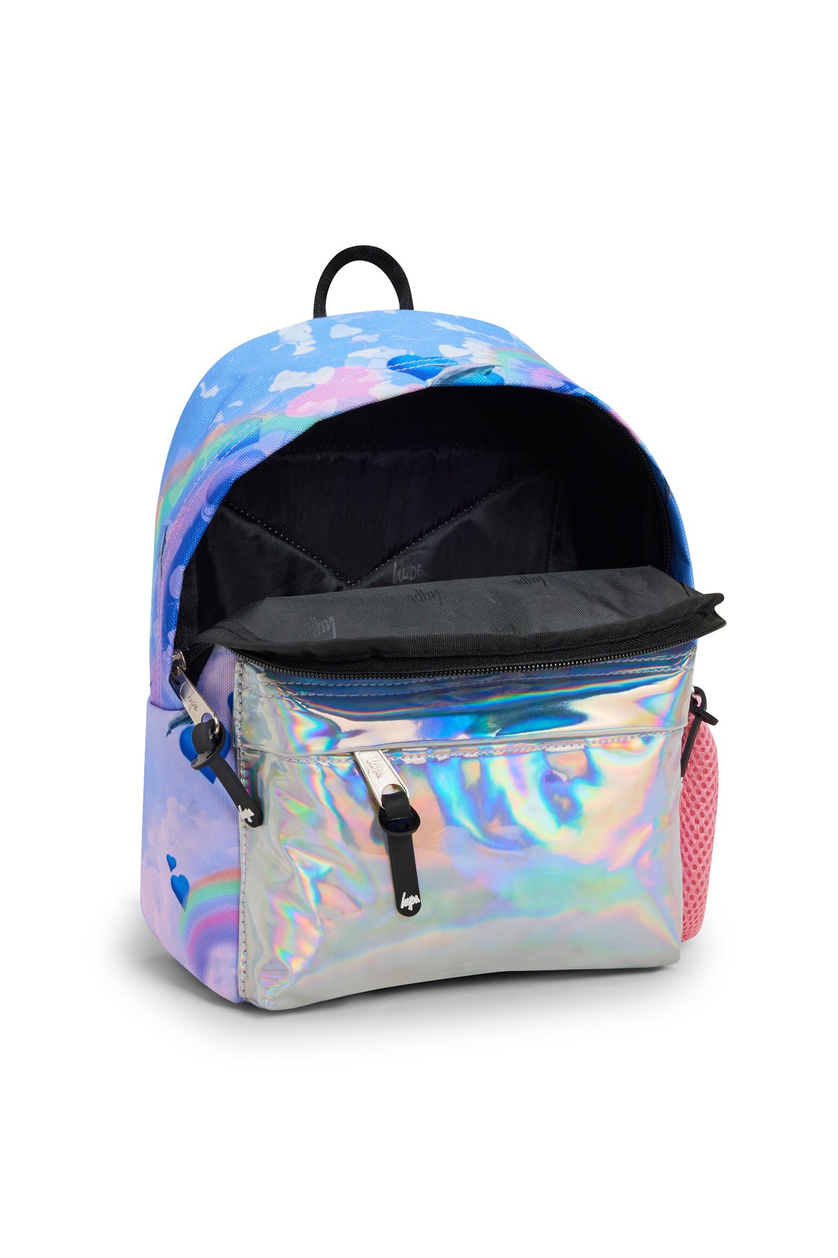Hype Rainbow Dolphins mini backpack — colour and design detail from above