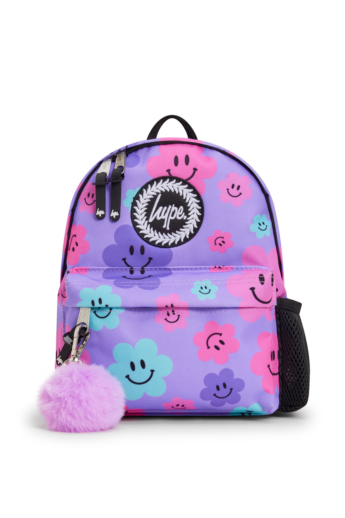 Hype Purple Happy Flowers mini backpack — bold design for school in UAE