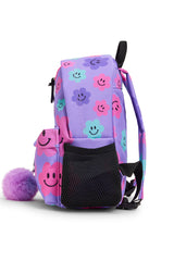 Hype Purple Happy Flowers mini backpack — detail view of print and material quality