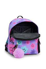 Hype Purple Happy Flowers mini backpack — durable materials built for daily school life