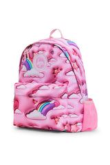Hype Pink 3D Clouds backpack front view — vibrant print and durable build