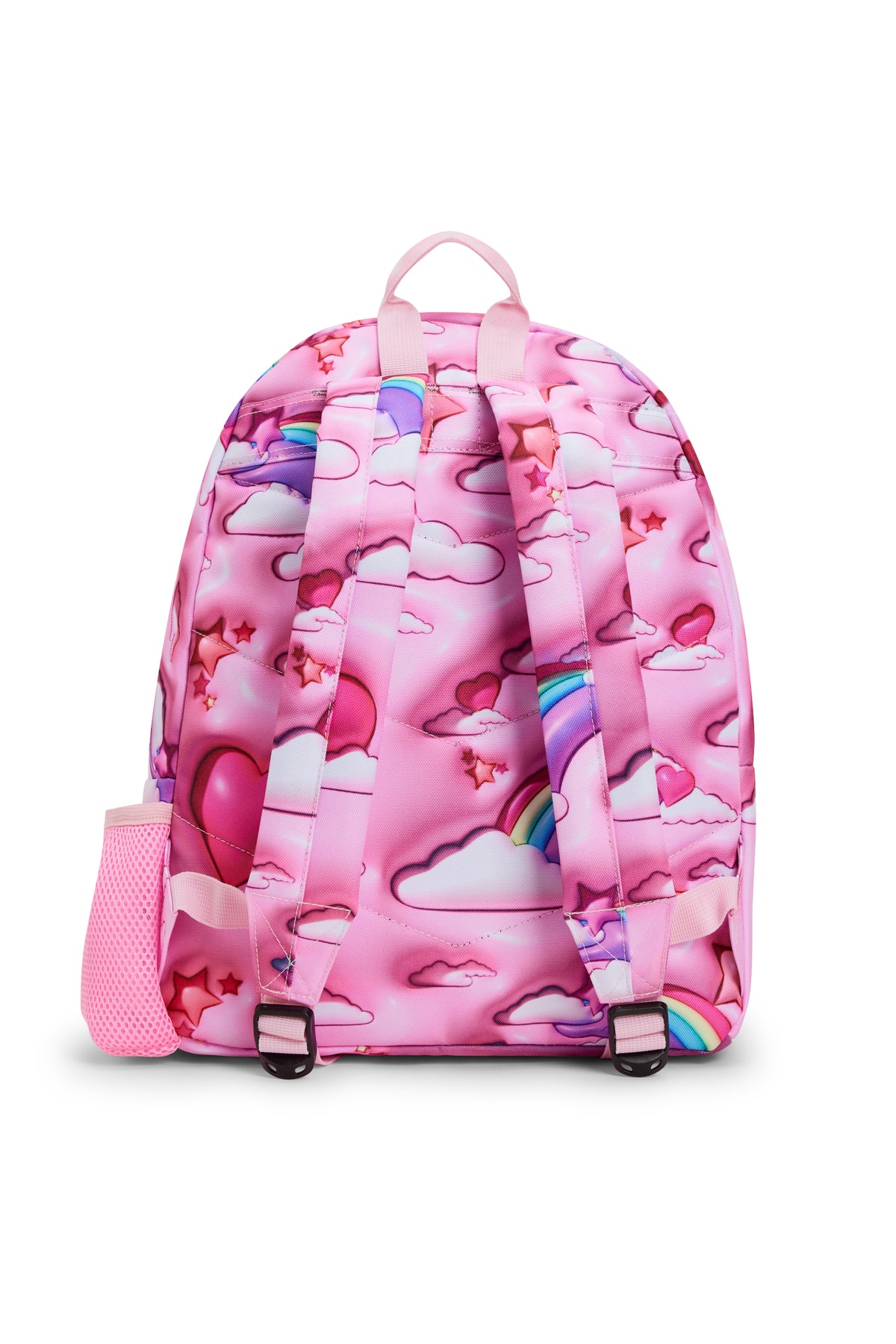Hype Pink 3D Clouds backpack interior — main compartment and front pocket detail