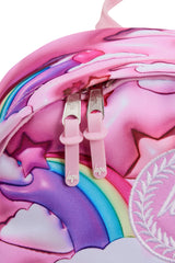 Hype Pink 3D Clouds backpack — padded back panel and adjustable straps
