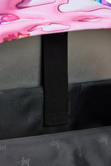Hype Pink 3D Clouds backpack — colour and design detail from above