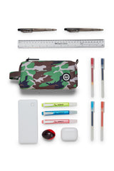 Hype Camo Crest pencil case — colour and design detail from above