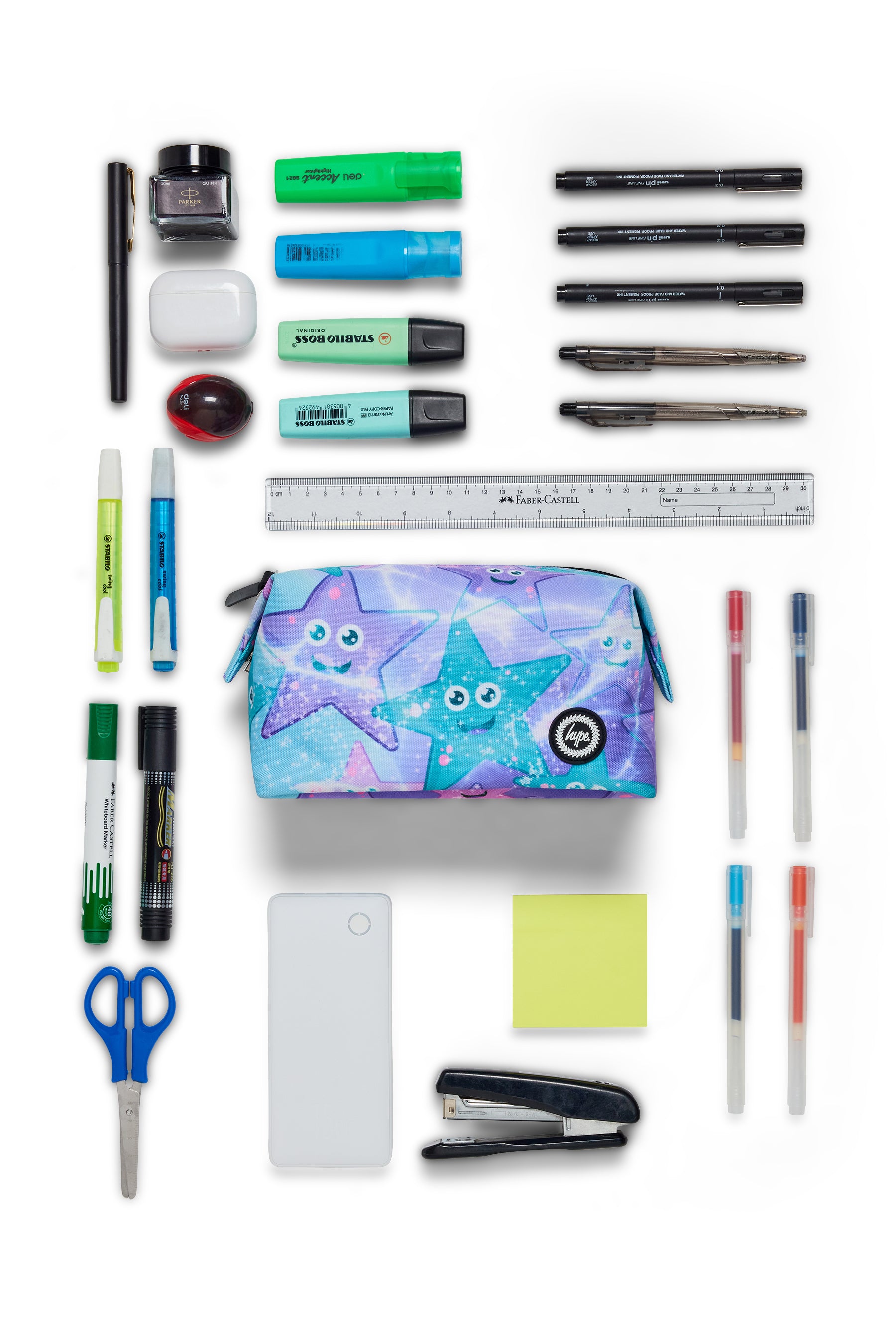 Hype Purple & Green Starfish pencil case — additional view, trendy school accessory UAE
