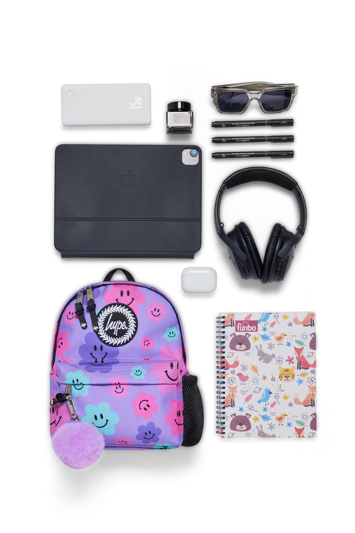 Hype Purple Happy Flowers mini backpack — additional view, trendy school accessory UAE