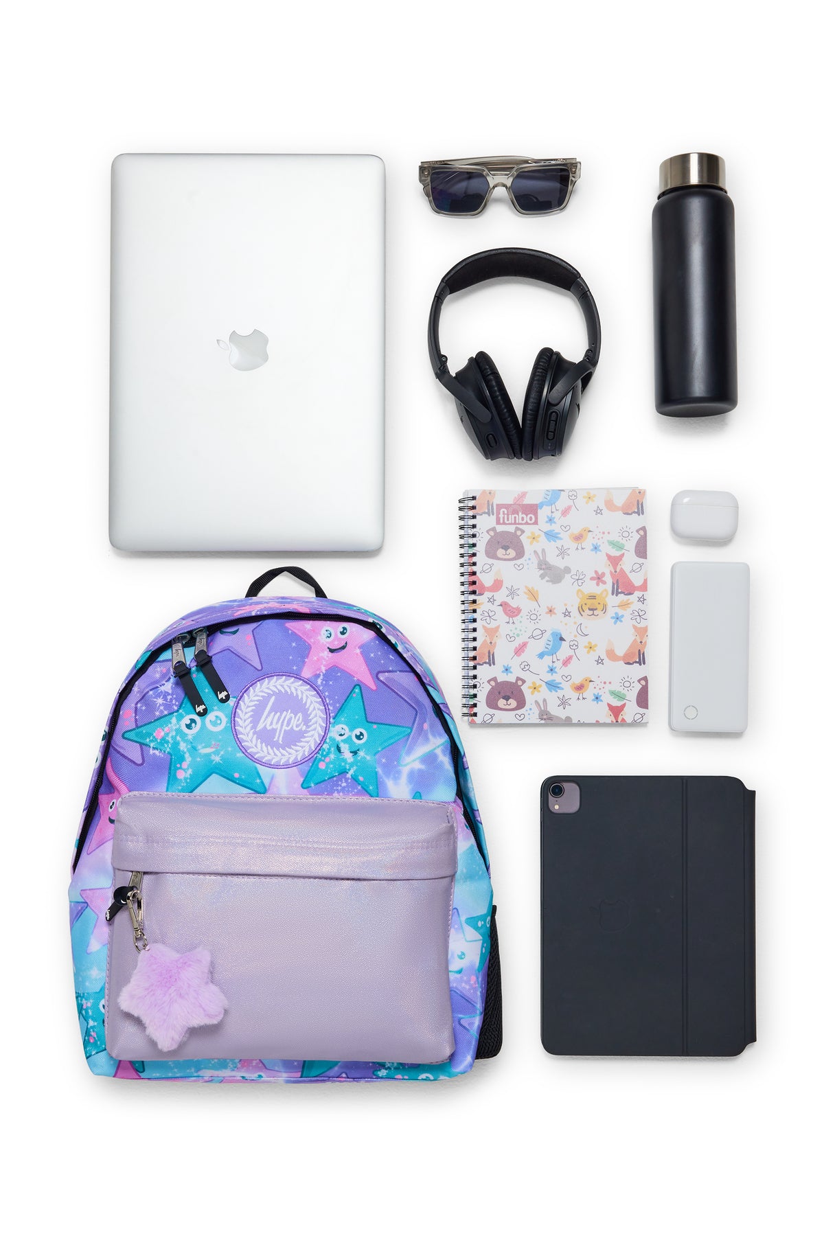 Hype Purple & Green Starfish backpack — additional view, trendy school accessory UAE