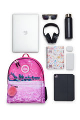 Hype Pink Palms backpack — additional view, trendy school accessory UAE
