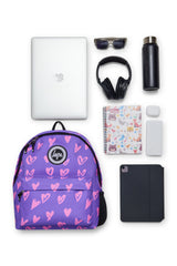 Hype Purple & Pink Scribble Heart backpack — additional view, trendy school accessory UAE