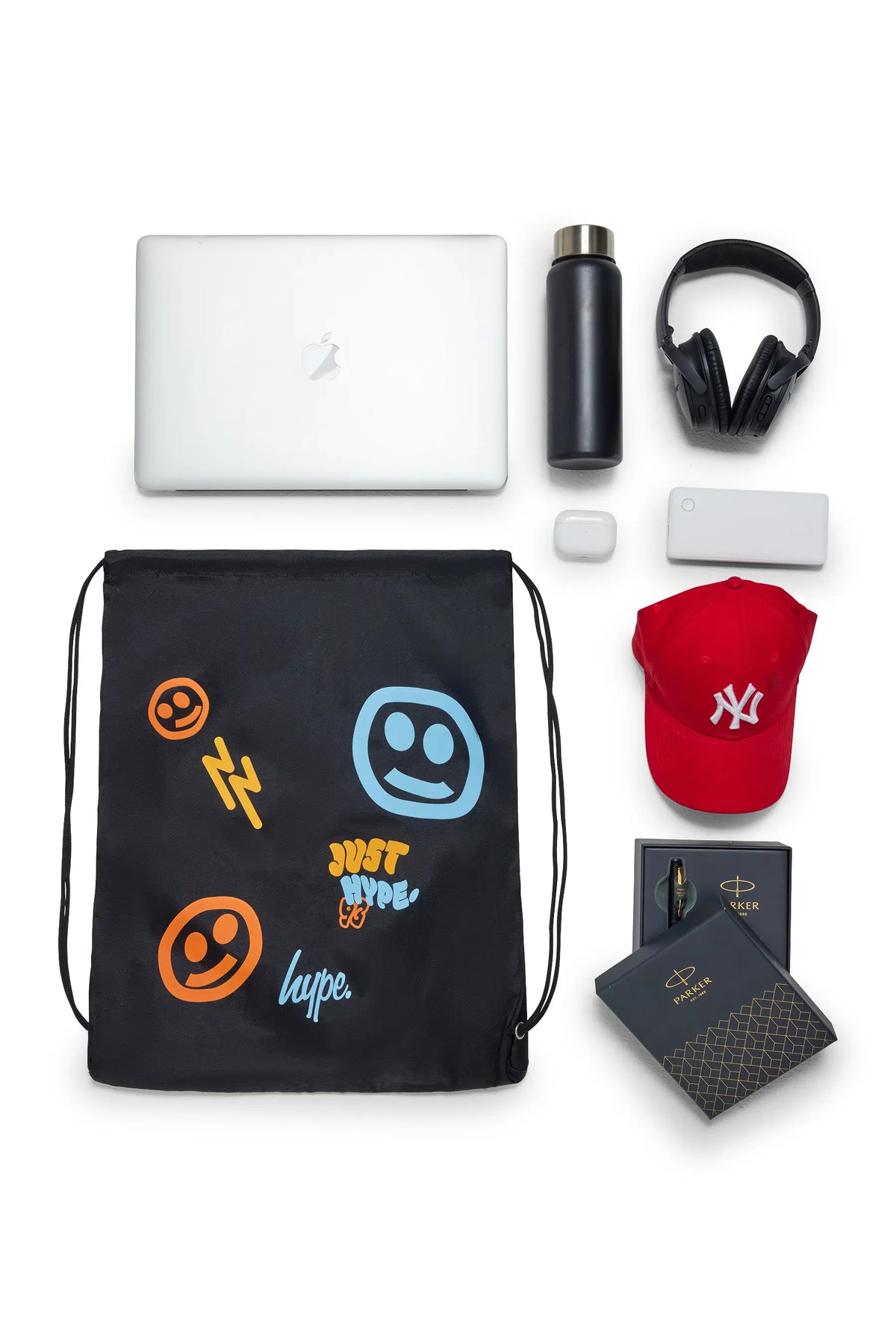 BLACK SMILEY FACE DRAWSTRING BAG — image 9