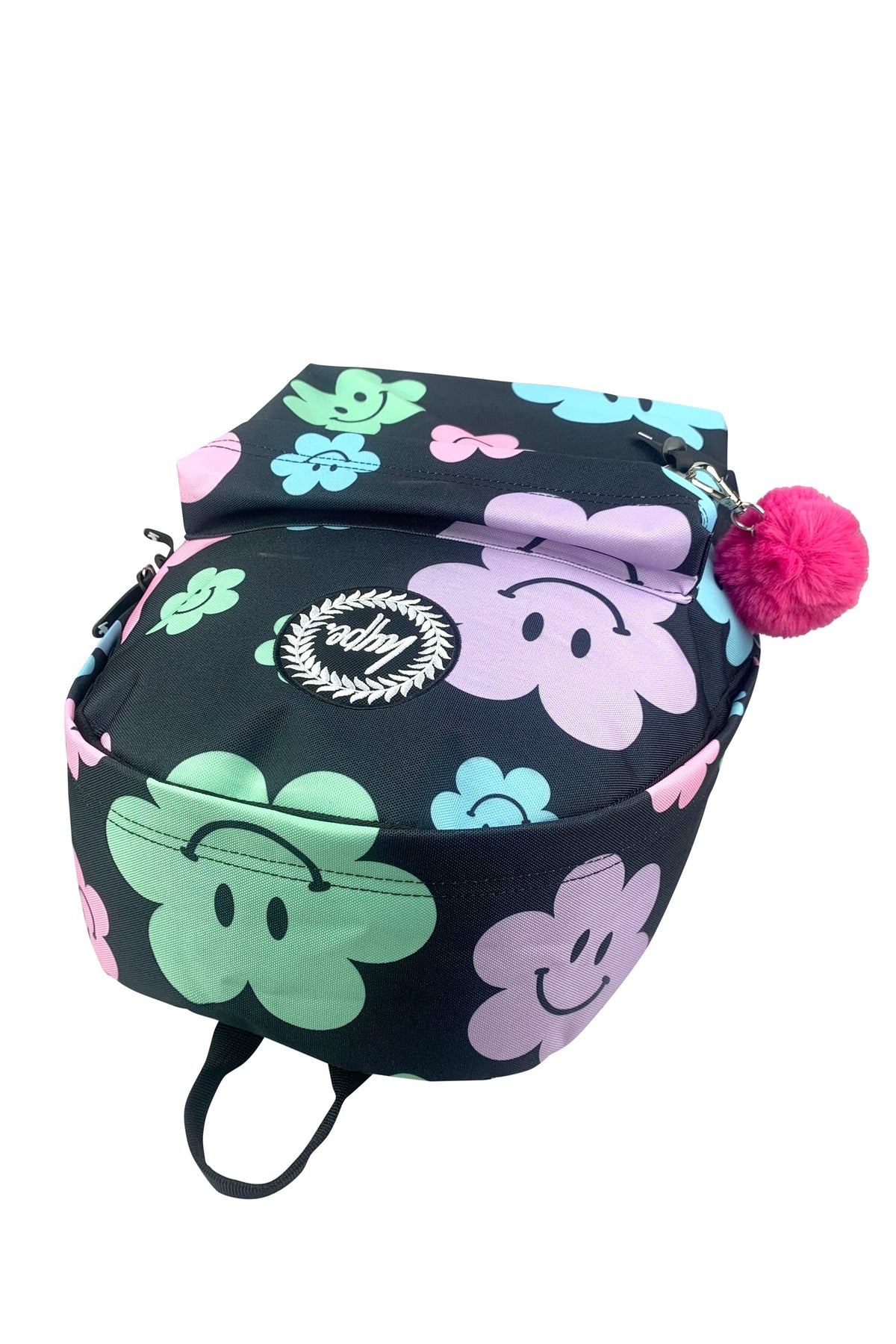 Backpack Iconic Black Happy Flowers