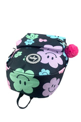 Backpack Iconic Black Happy Flowers