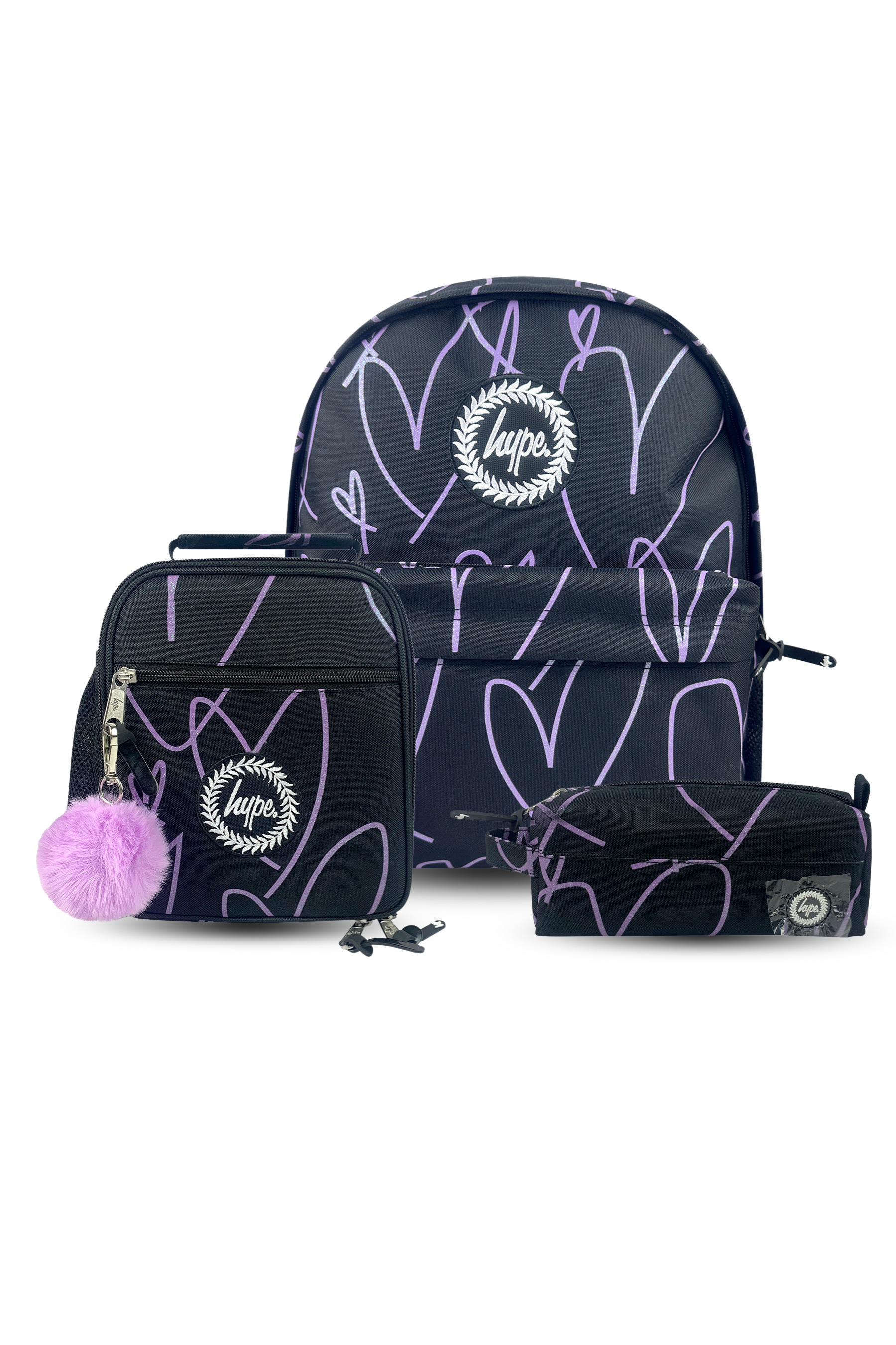 Purple Glitter Scribble Heart School Bundle