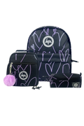 Backpack Iconic Set of 3 Purple Glitter Scribble Heart