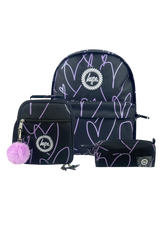 Backpack Iconic Set of 3 Purple Glitter Scribble Heart