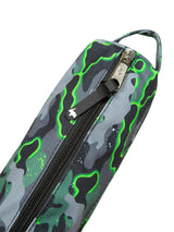 Hype Green Glow Camo pencil case — bold colour and print from every angle