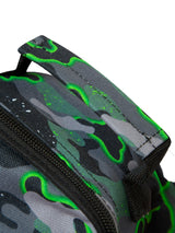 Hype Green Glow Camo insulated lunch bag lifestyle shot — school-ready and on-trend