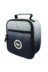 Hype Black & White Speckle Fade insulated lunch bag front view — vibrant print and durable build