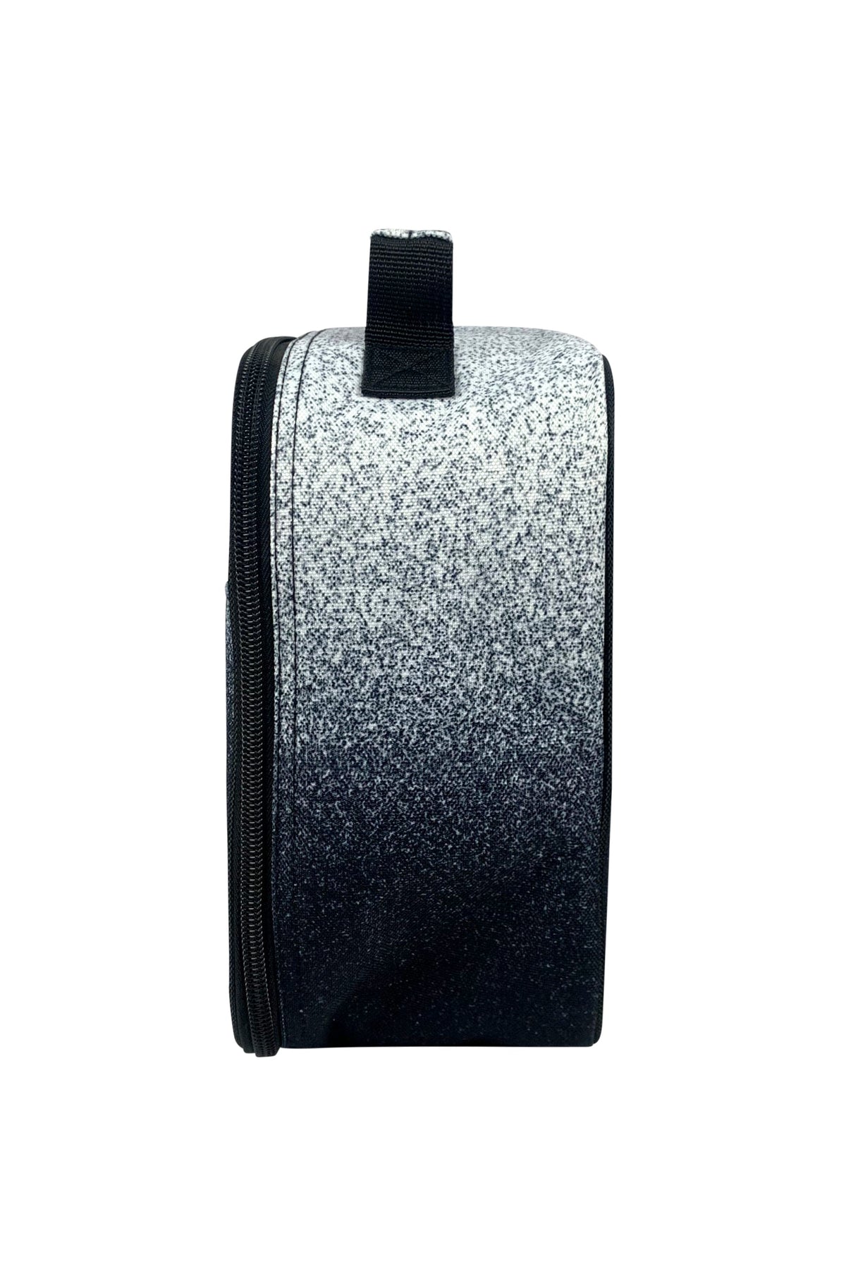 Hype Black & White Speckle Fade insulated lunch bag lifestyle shot — school-ready and on-trend