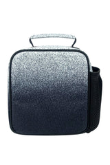Hype Black & White Speckle Fade insulated lunch bag — open showing insulated interior and...