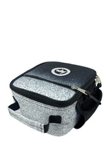 Hype Black & White Speckle Fade insulated lunch bag — bold colour and print from every angle