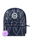 Backpack Iconic Black & Purple Glitter Scribble Hearts