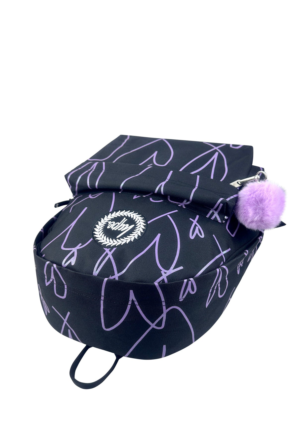 Hype Black & Purple Glitter Scribble Hearts backpack — girls' school essential with iconic Hype...