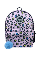 Hype Lilac Leopard school bag set front view — vibrant print and durable build