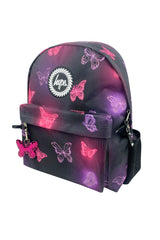 Hype Pink & Purple Glow Butterfly backpack front view — vibrant print and durable build