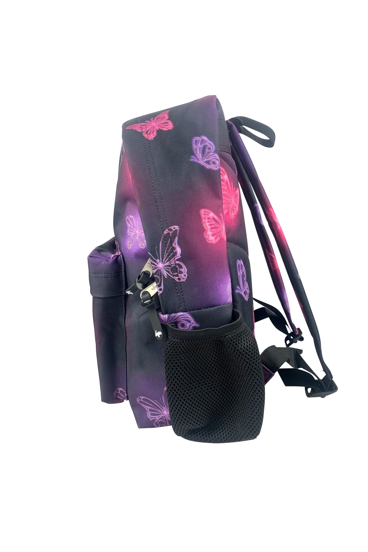 Hype Pink & Purple Glow Butterfly backpack worn by teen — ideal school bag UAE