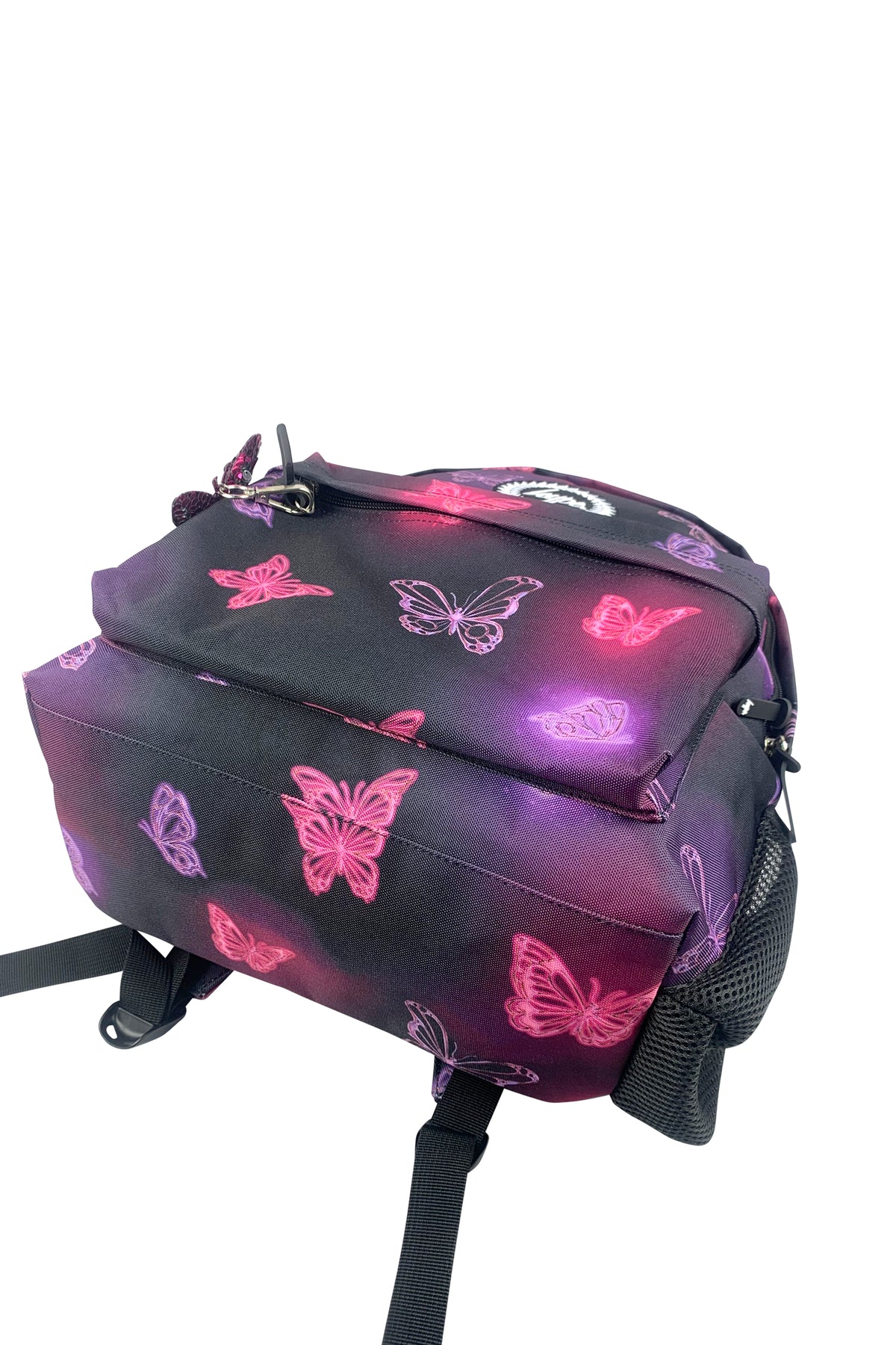 Hype Pink & Purple Glow Butterfly backpack — girls' school essential with iconic Hype branding