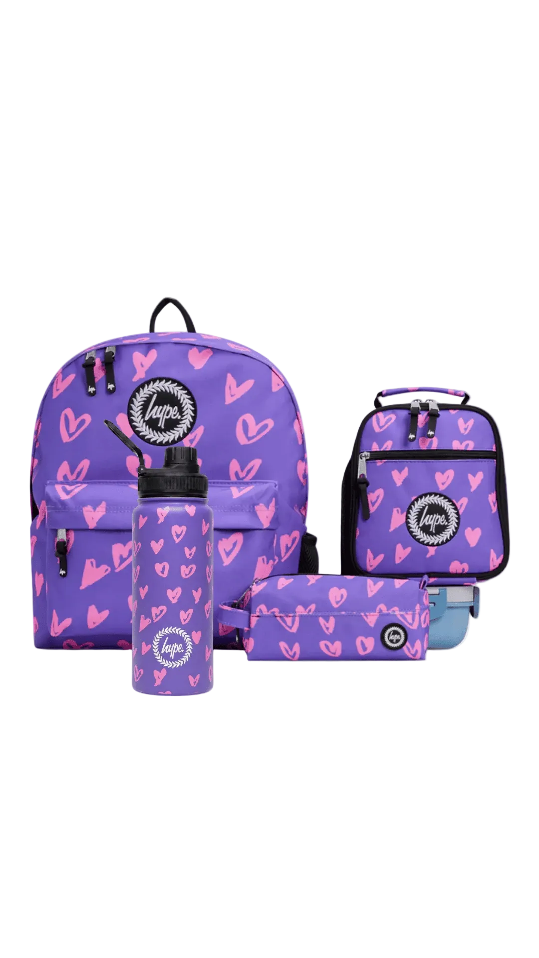 Backpack Iconic Set of 4 Purple/Pink Scribble Heart