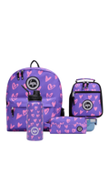 Backpack Iconic Set of 4 Purple/Pink Scribble Heart
