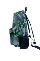Hype Green Glow Camo backpack worn by teen — ideal school bag UAE