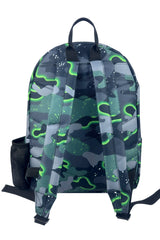 Hype Green Glow Camo backpack — padded back panel and adjustable straps