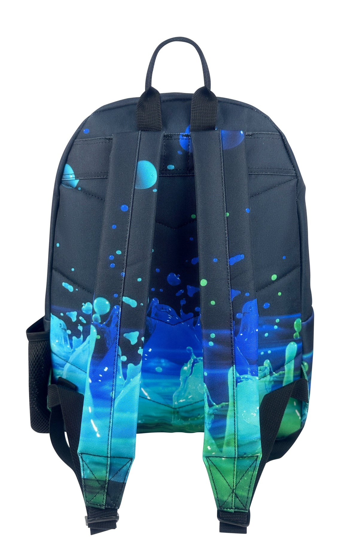 Hype Black 3D Droplets backpack — padded back panel and adjustable straps