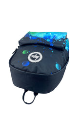 Hype Black 3D Droplets backpack — colour and design detail from above