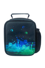 Hype Black 3D Droplets insulated lunch bag — open showing insulated interior and compartments