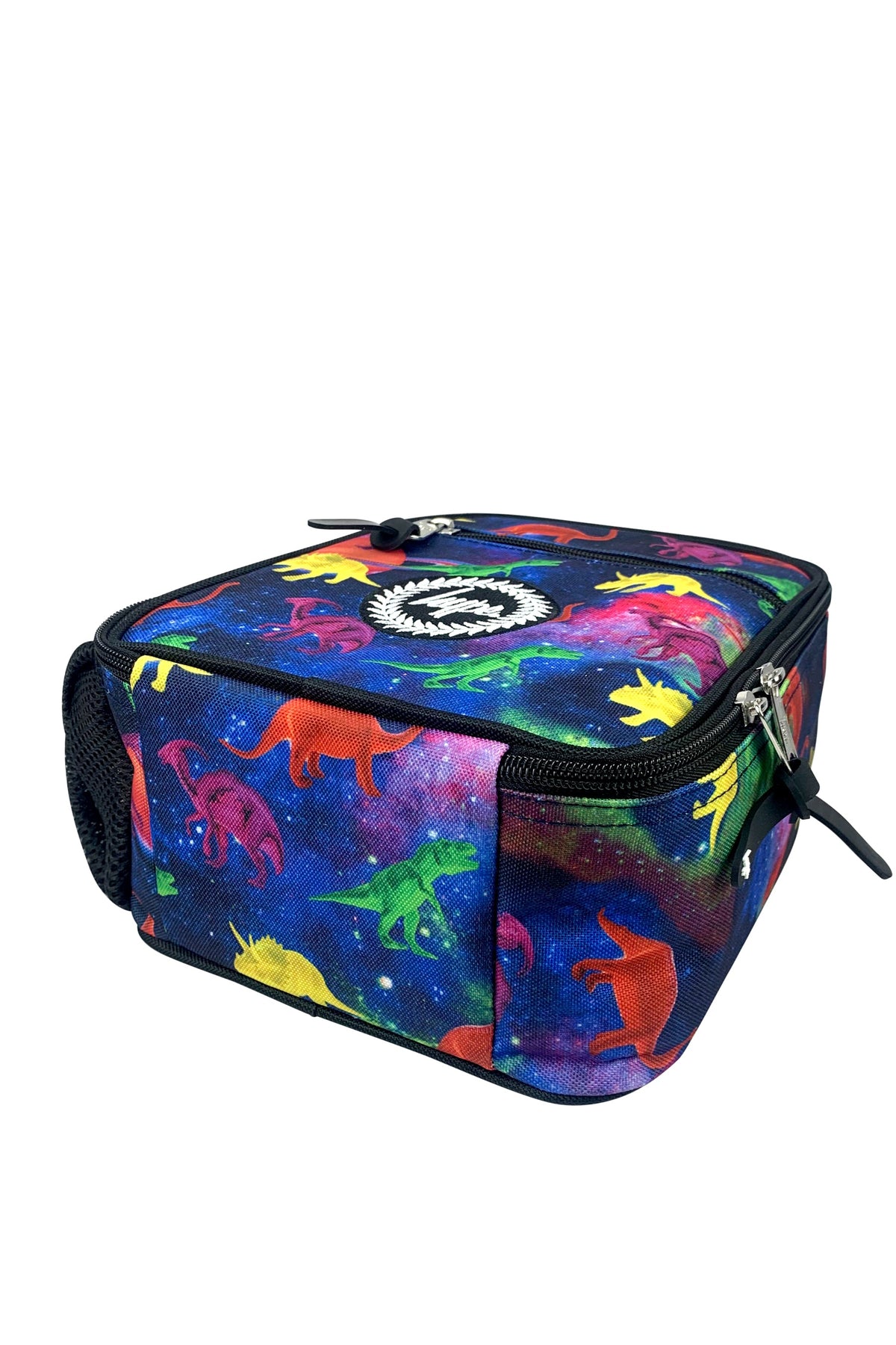 Hype Space Dinosaurs insulated lunch bag — bold colour and print from every angle