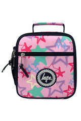 Hype Pink Graffiti Stars school bag set open interior — compartments and features